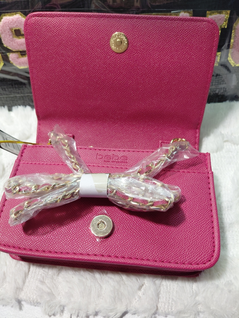 bebe Pink Chain Crossbody Wallet